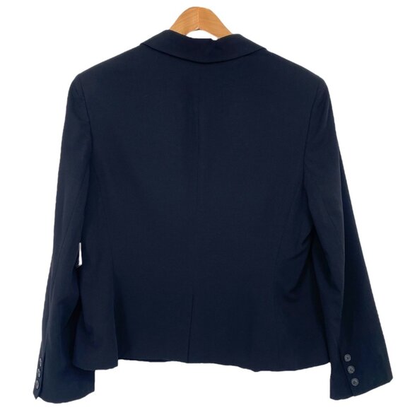 Evan-Picone Womens 16 Black Blazer Stretch Pockets Lined One Button Professional - Picture 2 of 16